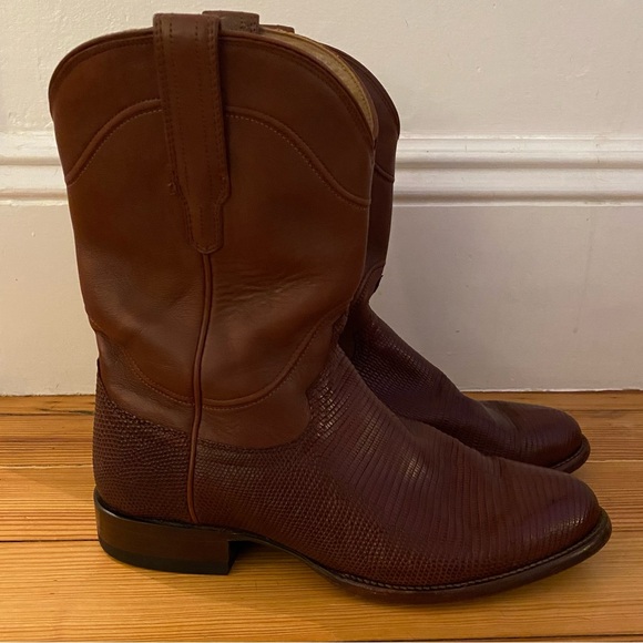 Tecovas The Nash Men’s Cowboy Boots 9.5 EE Exotic Lizard Brown Roper Made Mexico - Picture 2 of 16